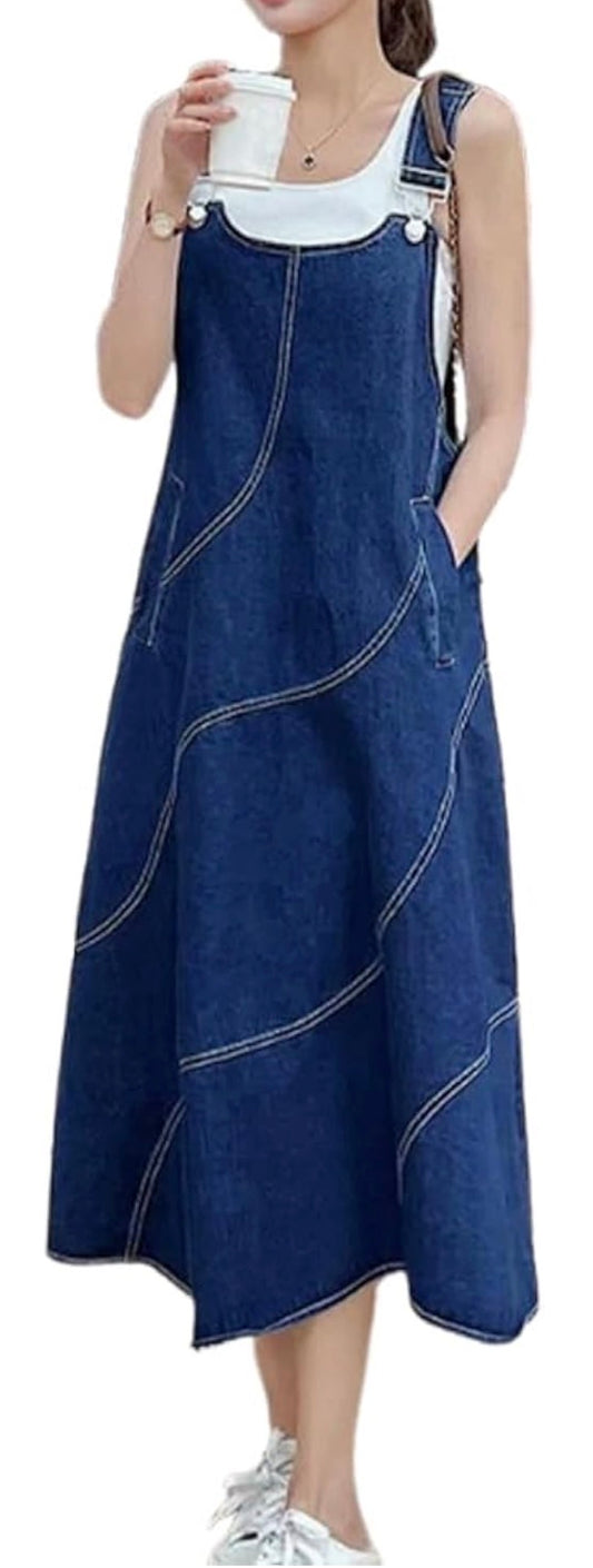 WOMAN'S VERSATILE SPRING AND SUMMER  A LINE DENIM DRESS