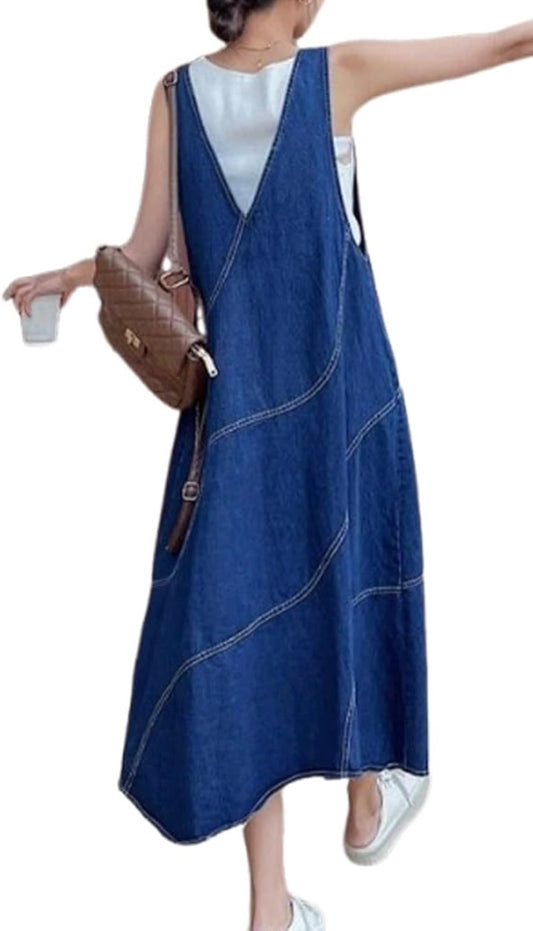 WOMAN'S VERSATILE SPRING AND SUMMER  A LINE DENIM DRESS
