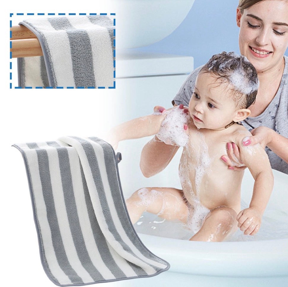 STRIPED MICROFIBER CORAL VELVET TOWEL