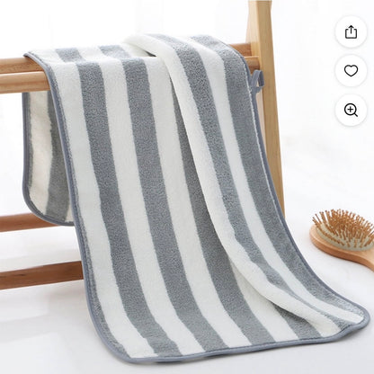 STRIPED MICROFIBER CORAL VELVET TOWEL