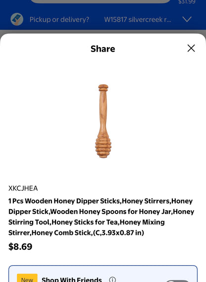 WOODEN HONEY DIPPER STICK