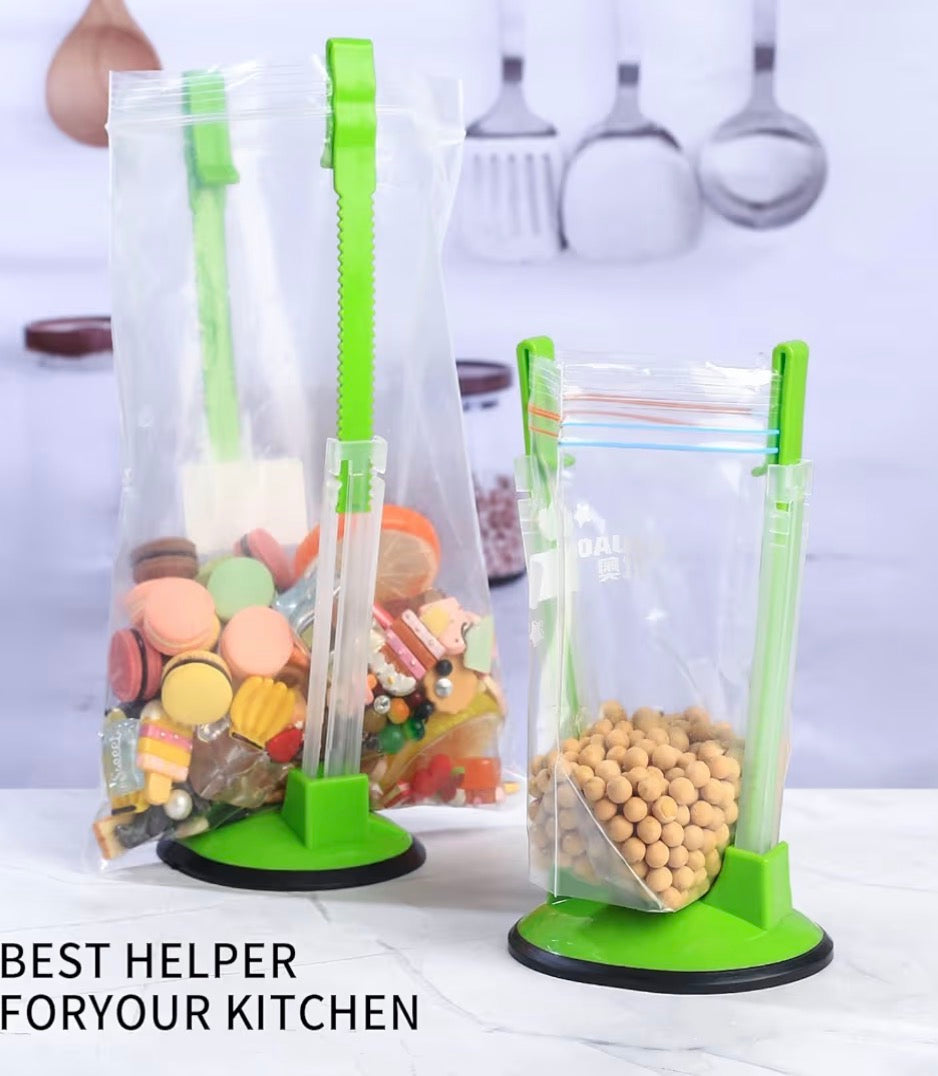 FREEZER BAG HOLDER STAND LIME GREEN