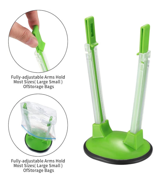 FREEZER BAG HOLDER STAND LIME GREEN
