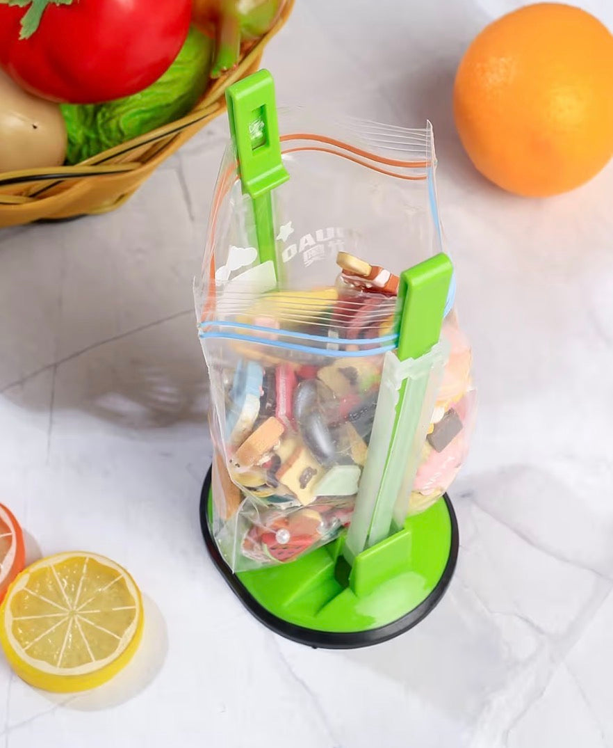 FREEZER BAG HOLDER STAND LIME GREEN