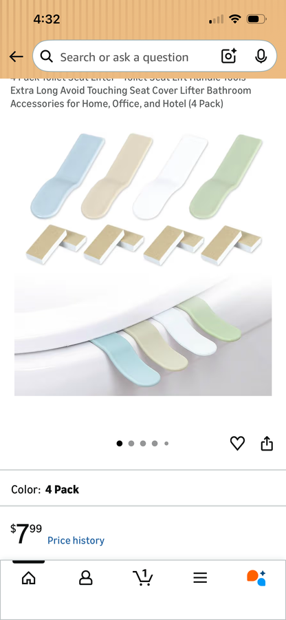 BEIGE 4 PACK TOILET SEAT LIFTER