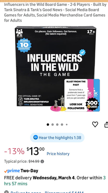 INFLUENCERS IN THE WILD GAME