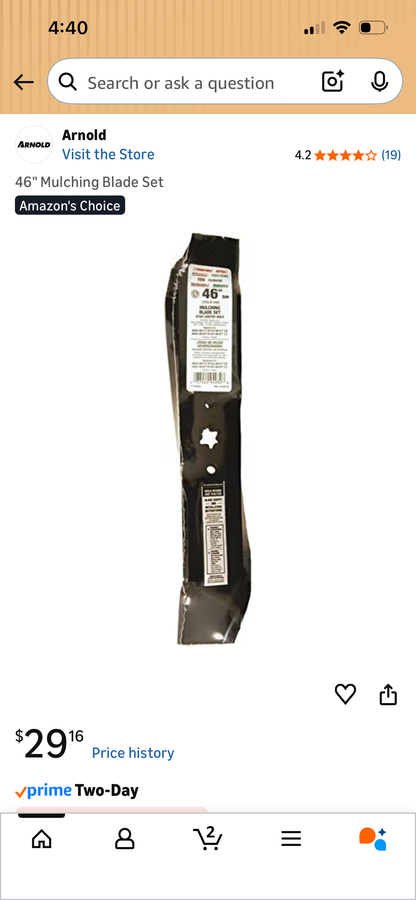 TROY BUILT 46'' MULCHING MOWER BLADE SET