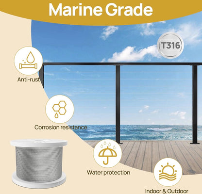 600 FT WIRE ROPE STAINLESS STEEL CABLE RAILING