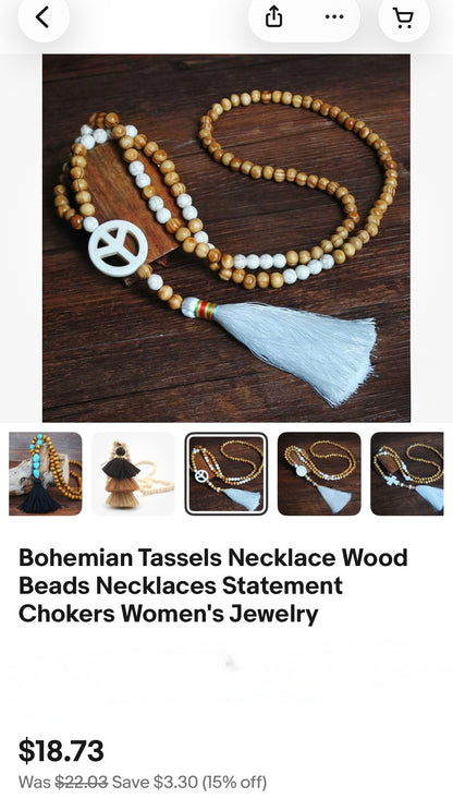 BOHEMIAN TASSELS WOOD NECKLACE