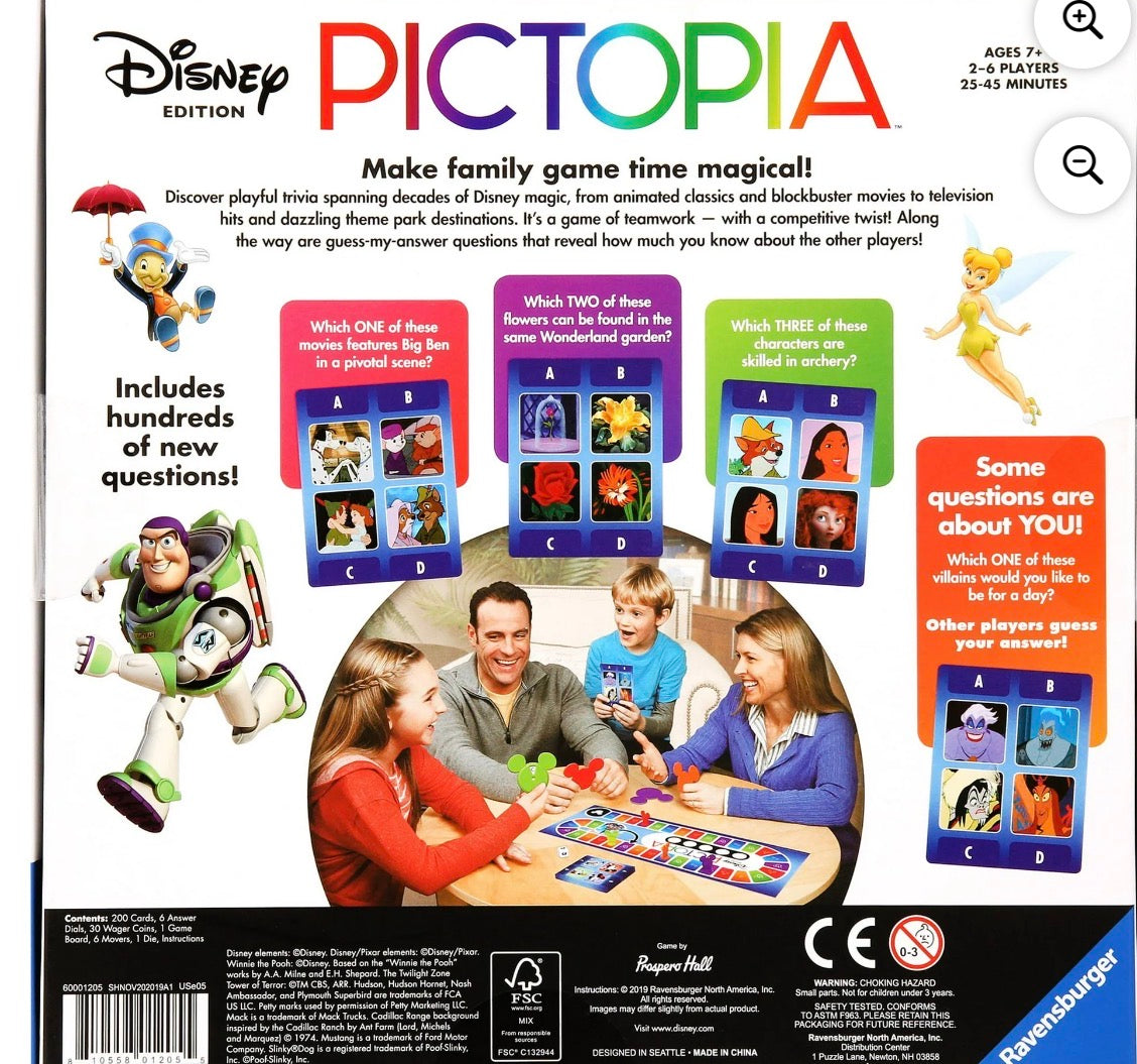 PICTOPIA -WORLD OF DISNEY EDITION -FAMILY TRIVIA GAME