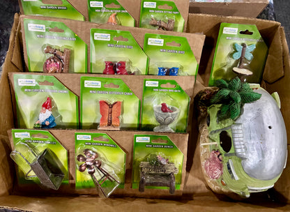 SET OF MINI GARDEN GNOMES AND SUCH