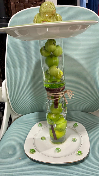 20'' GLASS  BIRDBATH DECOR