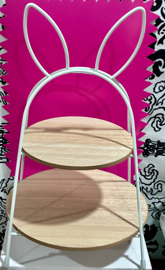 2 TIER BUNNY WOODEN SHELF