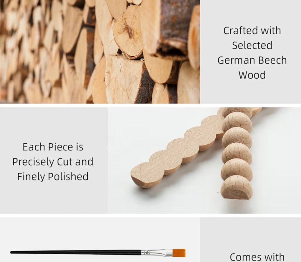 HALF WOODEN BEADS TRIM CRAFT SET