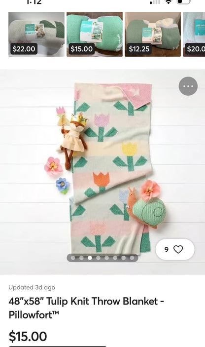 TULIP KNIT THROW BLANKET 58 X 48