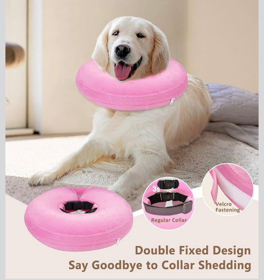 INFLATABLE DOG CONE COLLAR , PINK