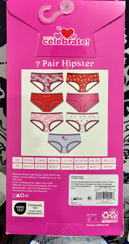 7 PACK VALENTINES THEME  UNDIES SZ 4-6