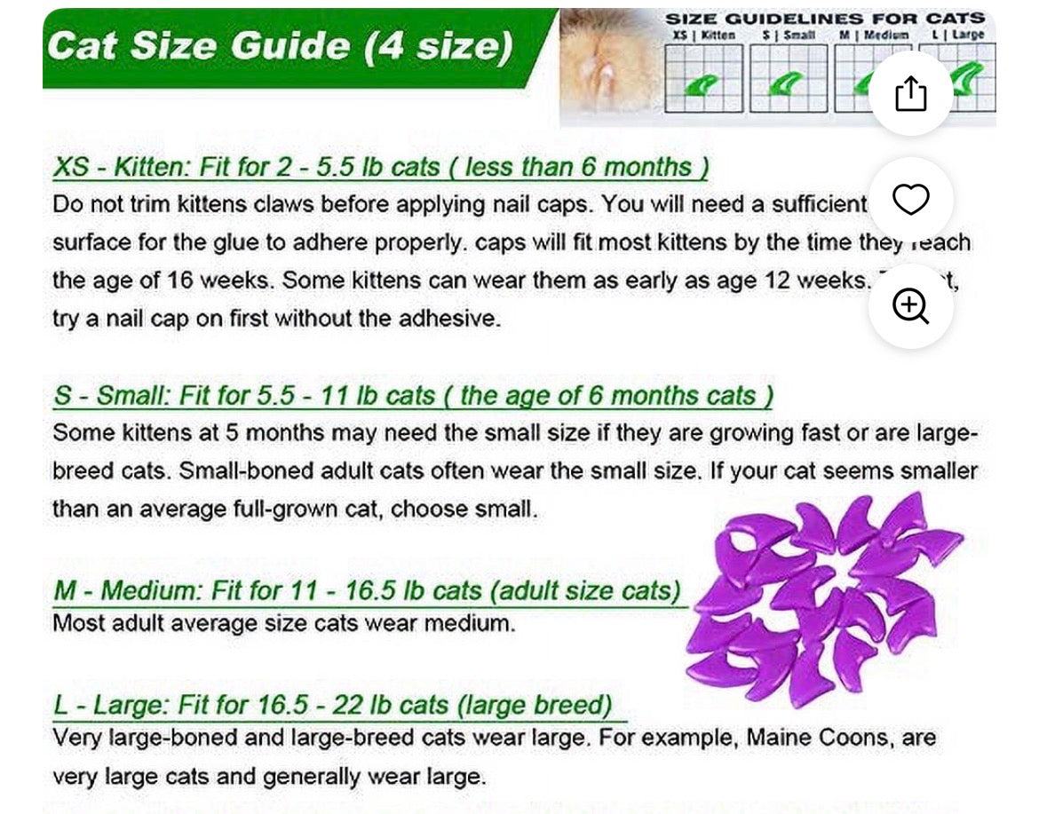 100pc CAT NAIL CAPS COLORFUL PET SOFT CLAW