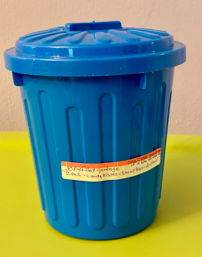 7'' GARBAGE CANISTER  FILLED WITH MINI FILLED GARBAGE CANS
