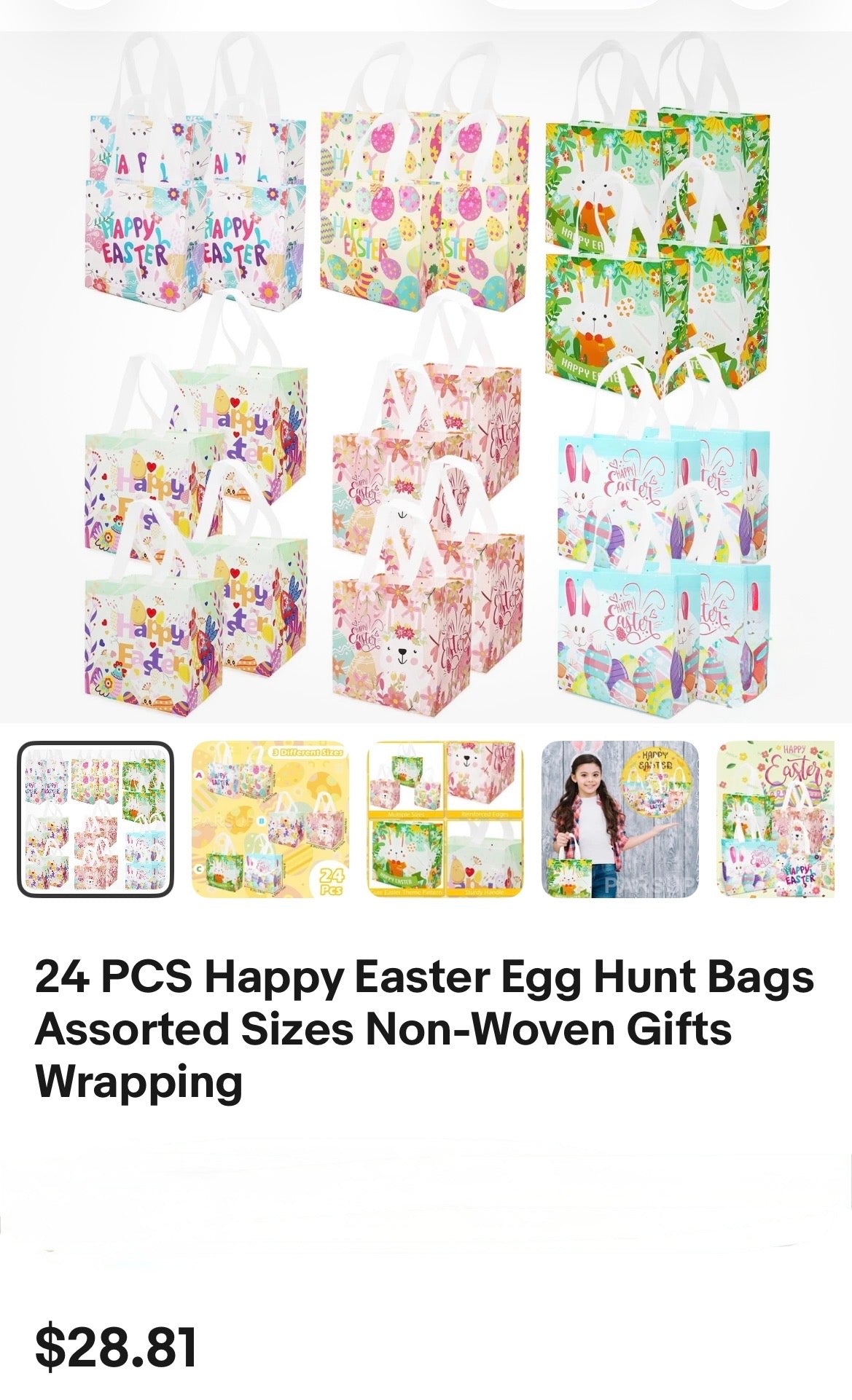 24 pc  HAPPY EASTER EGG HUNT BAGS