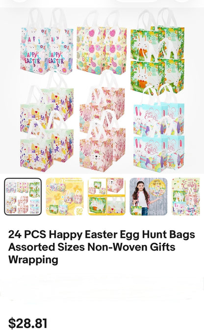 24 pc  HAPPY EASTER EGG HUNT BAGS