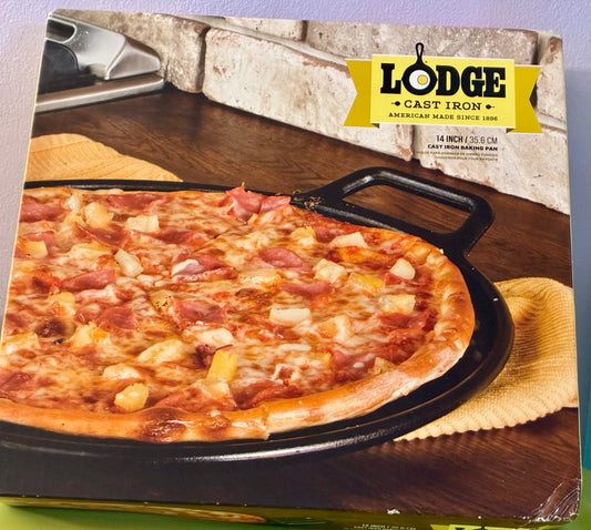 CAST IRON PAN PRE SEASONED PIZZA ,ETC -LODGE