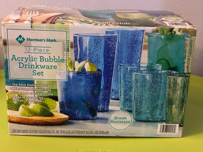 12 PC ACRYLIC BUBBLE DRINKWARE SET
