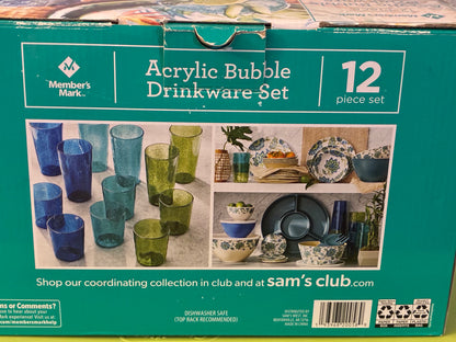 12 PC ACRYLIC BUBBLE DRINKWARE SET