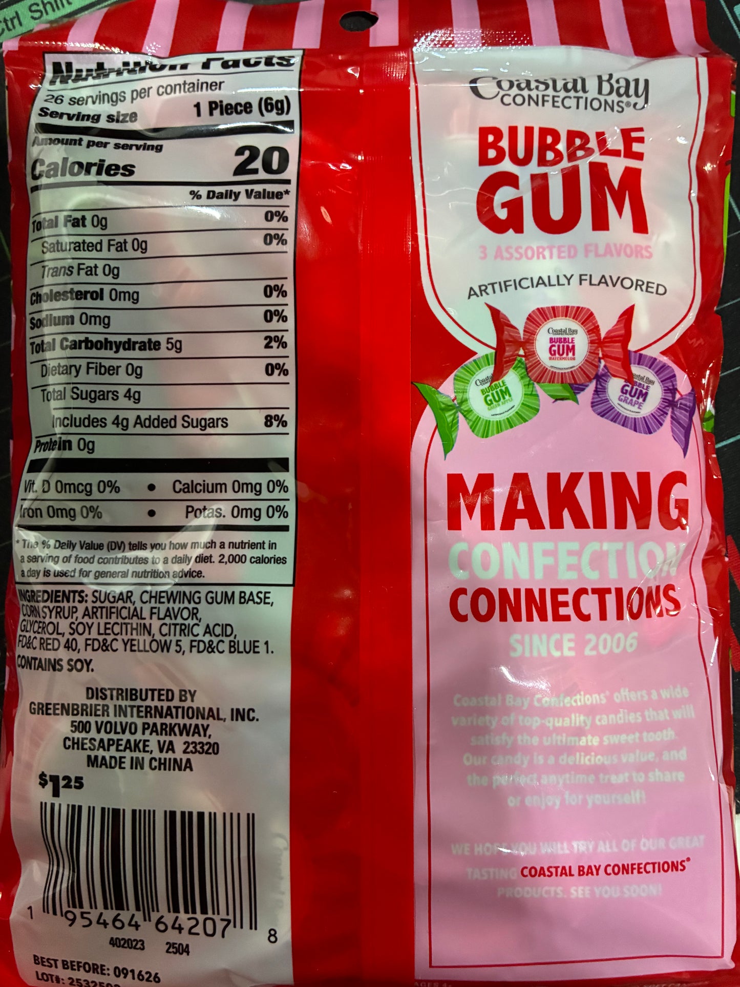 COASTAL BAY BUBBLE GUM 5.5oz bag