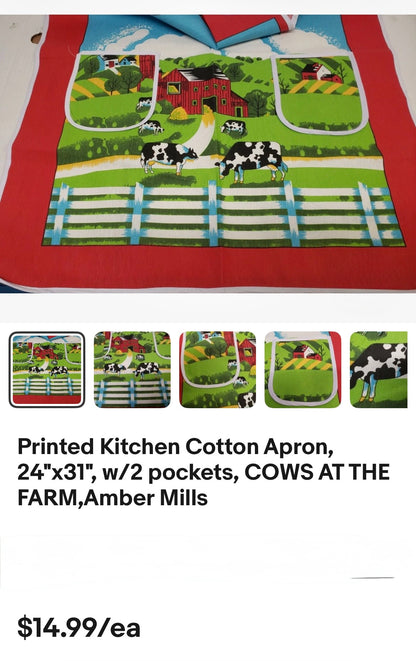 FULL SIZE 2 POCKET COTTON APRONS  24 X 31