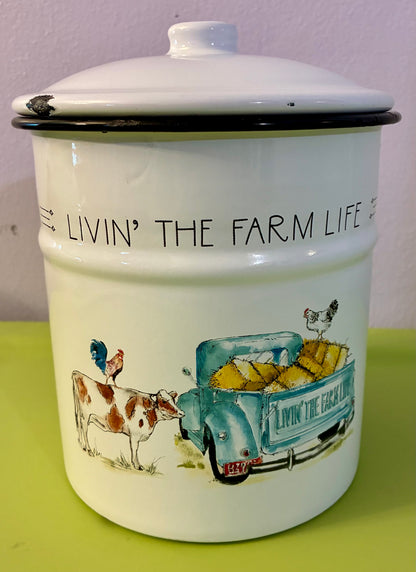 METAL VINTAGE SHABBY LOOK  FARM CANISTER  8''H x 6''W