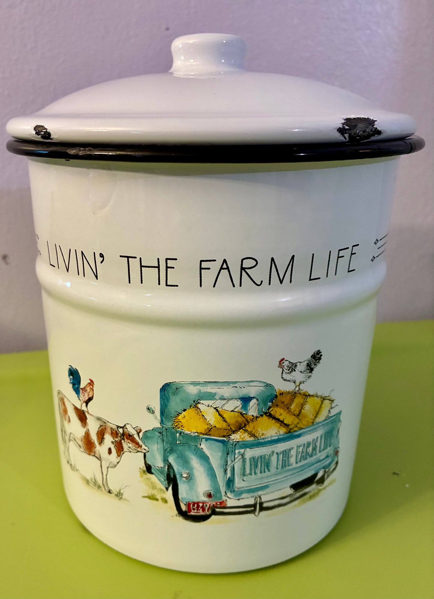 METAL VINTAGE SHABBY LOOK  FARM CANISTER  8''H x 6''W