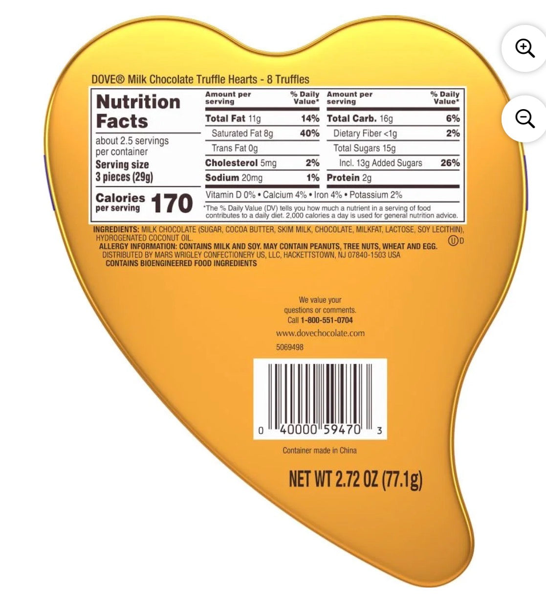 DOVE MILK CHOCOLATE TRUFFLES HEART 2.72 OZ