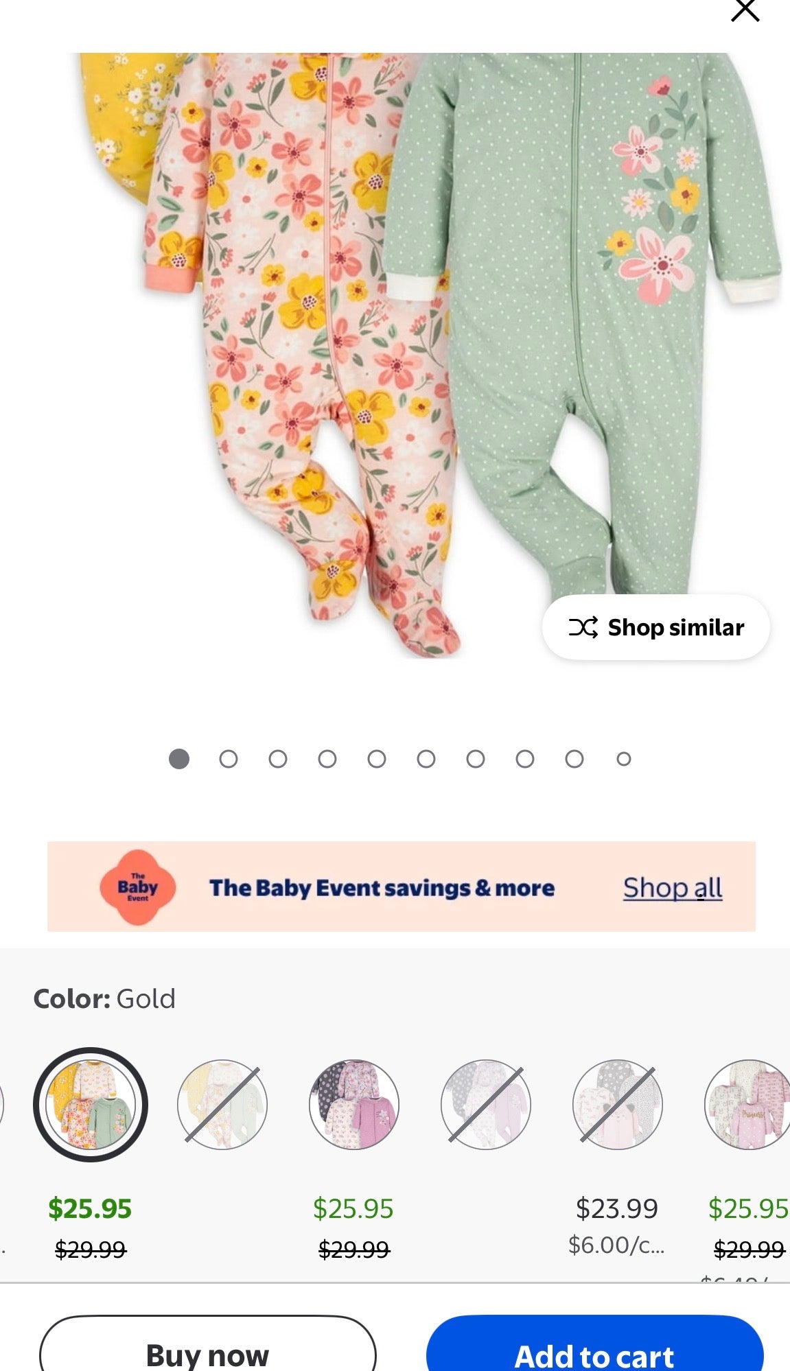 GERBER BABY GIRL SLEEP N PLAY  FOOTED PJS 4 PACK