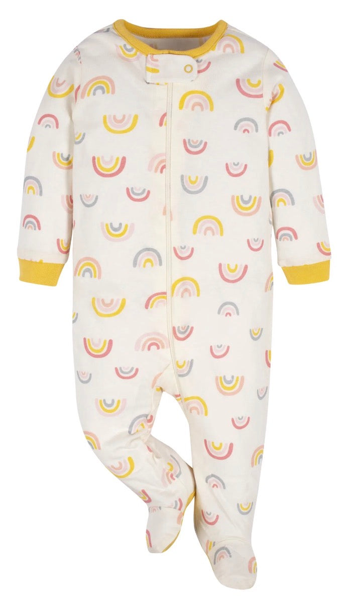GERBER BABY GIRL SLEEP N PLAY  FOOTED PJS 4 PACK