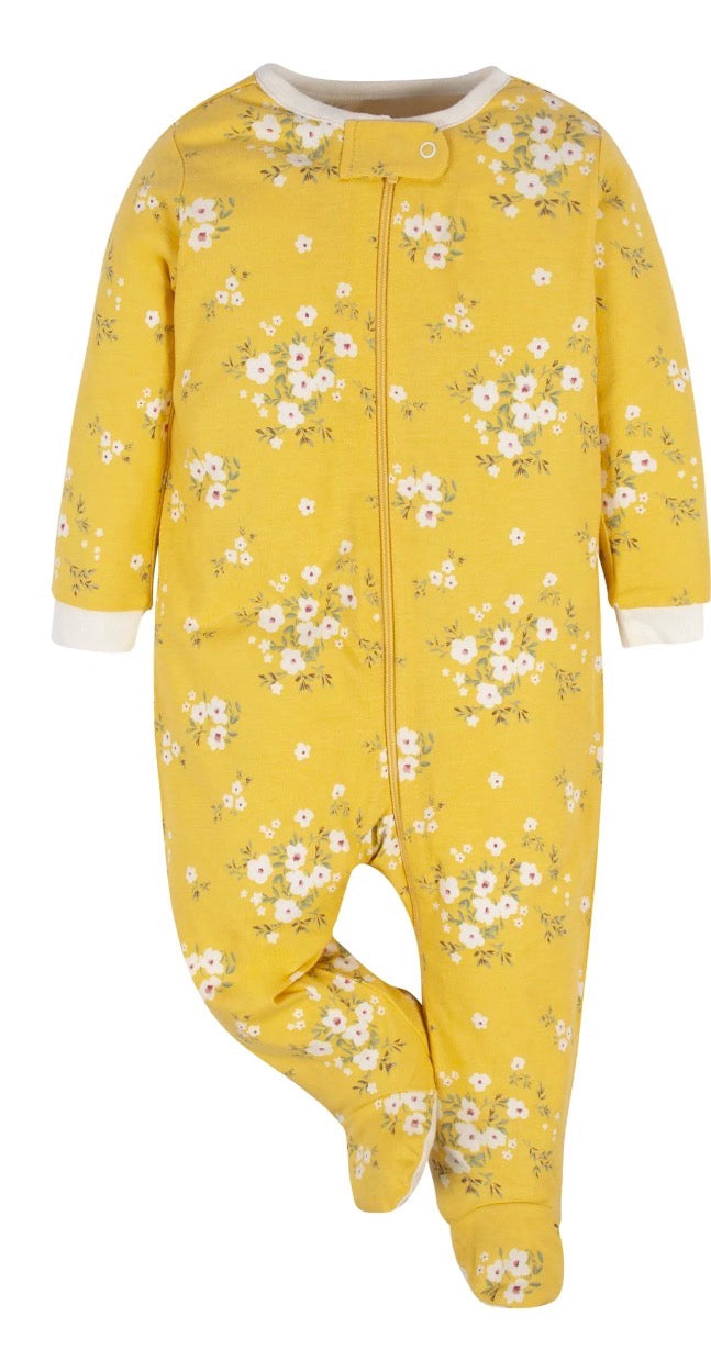 GERBER BABY GIRL SLEEP N PLAY  FOOTED PJS 4 PACK