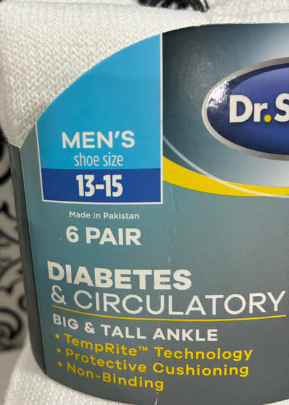 DR SCHOLL'S DIABETES BIG MENS SOCKS sz 13-15