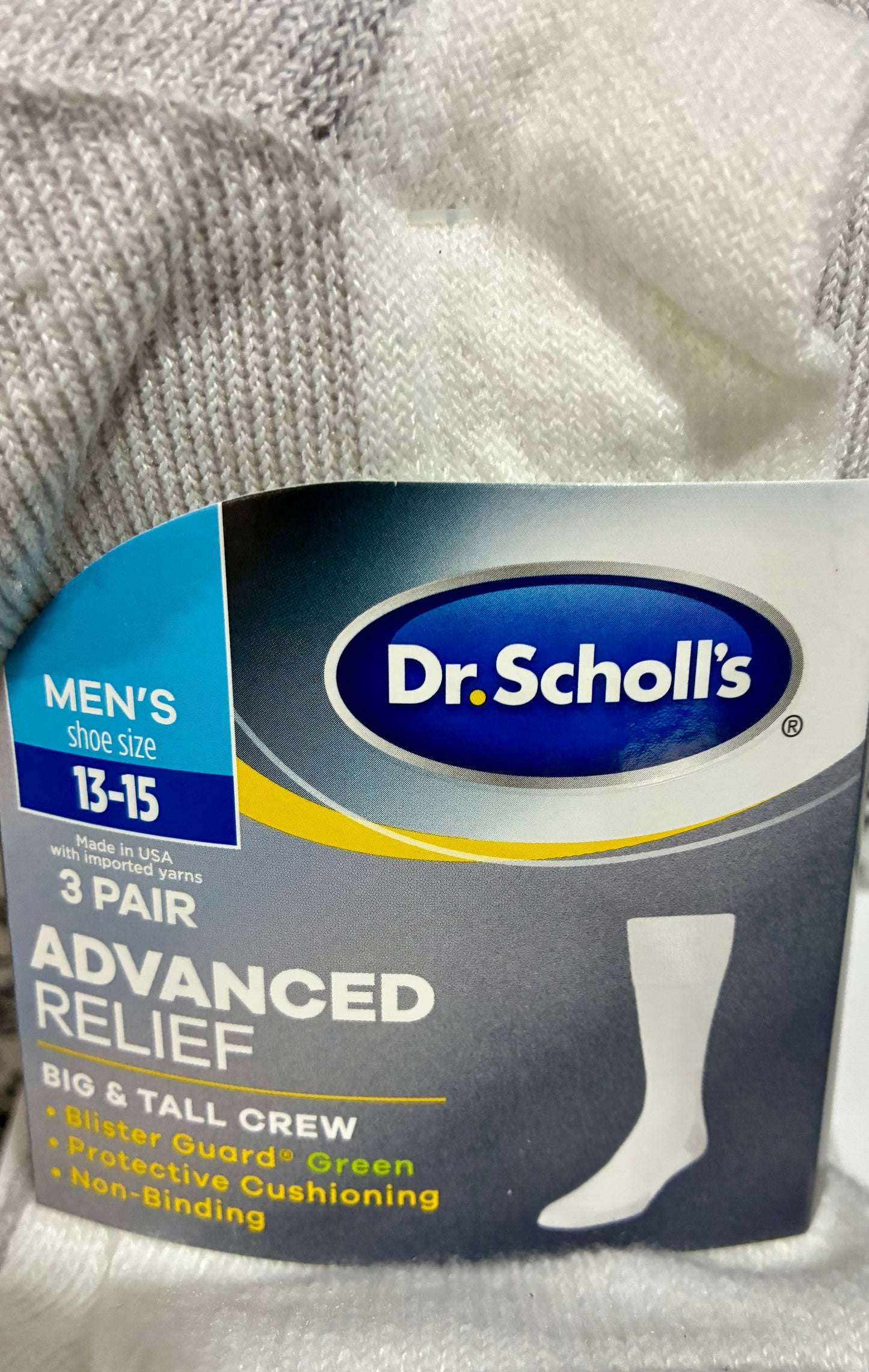 DR SCHOLL'S DIABETES BIG MENS SOCKS sz 13-15