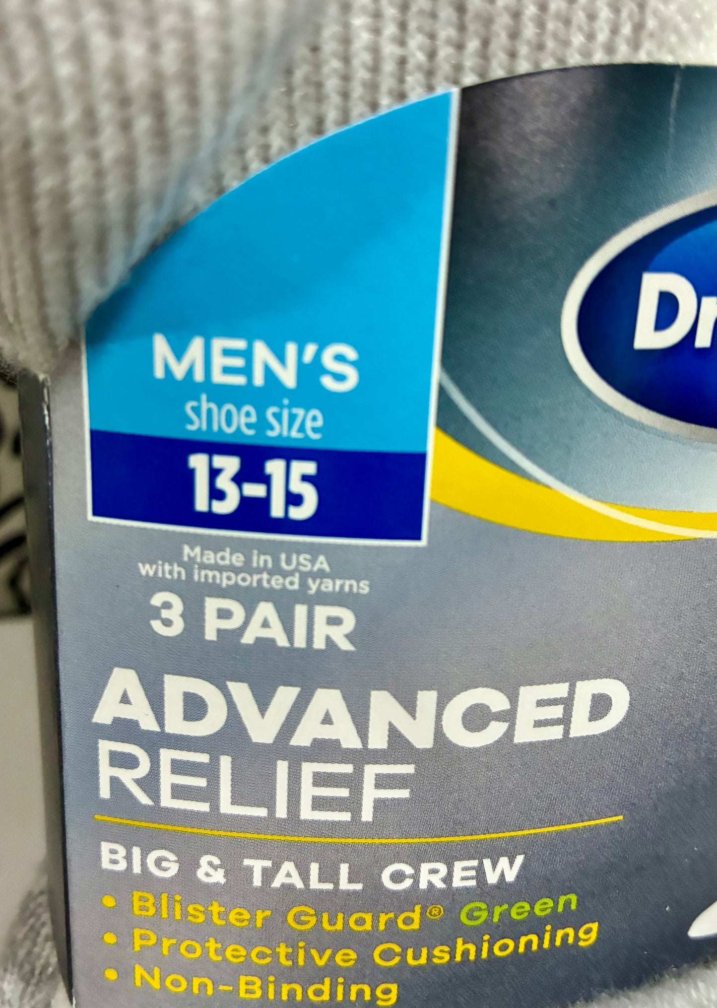 DR SCHOLL'S DIABETES BIG MENS SOCKS sz 13-15