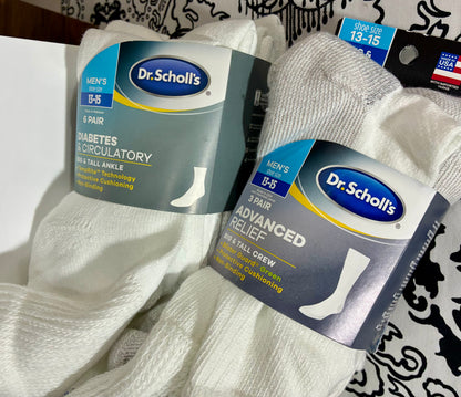 DR SCHOLL'S DIABETES BIG MENS SOCKS sz 13-15