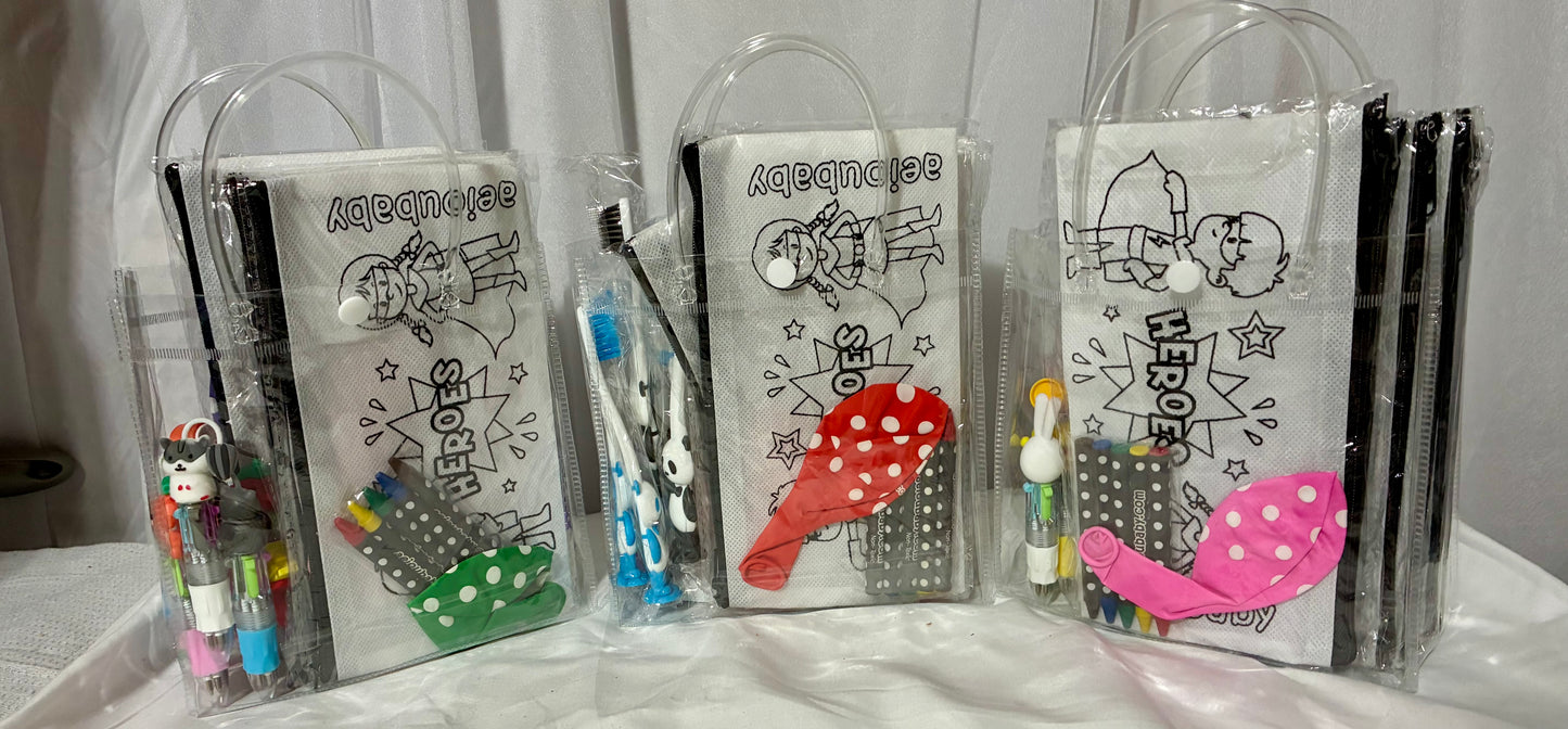 KIDS PARTY SUPPLIES BAG FOR 8
