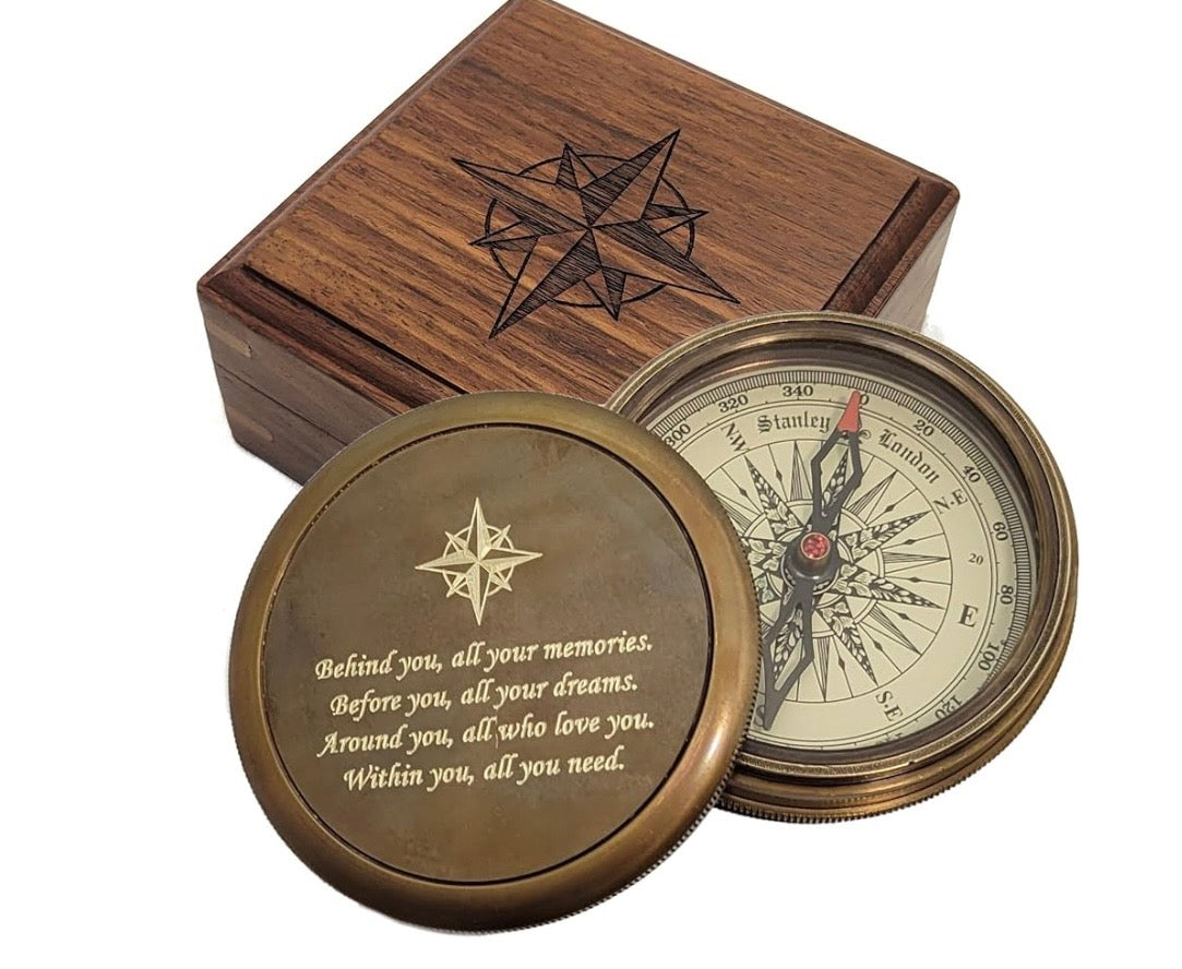 WOODEN BOXED COMPASS