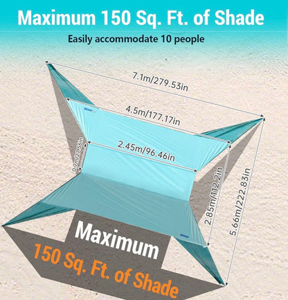 LARGE PORTABLE TEAL BEACH SHADE 15X10