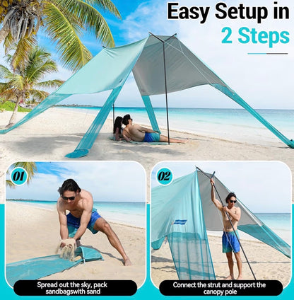 LARGE PORTABLE TEAL BEACH SHADE 15X10