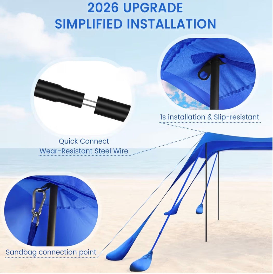 BLUE BEACH TENT SUN SHELTER 10X10
