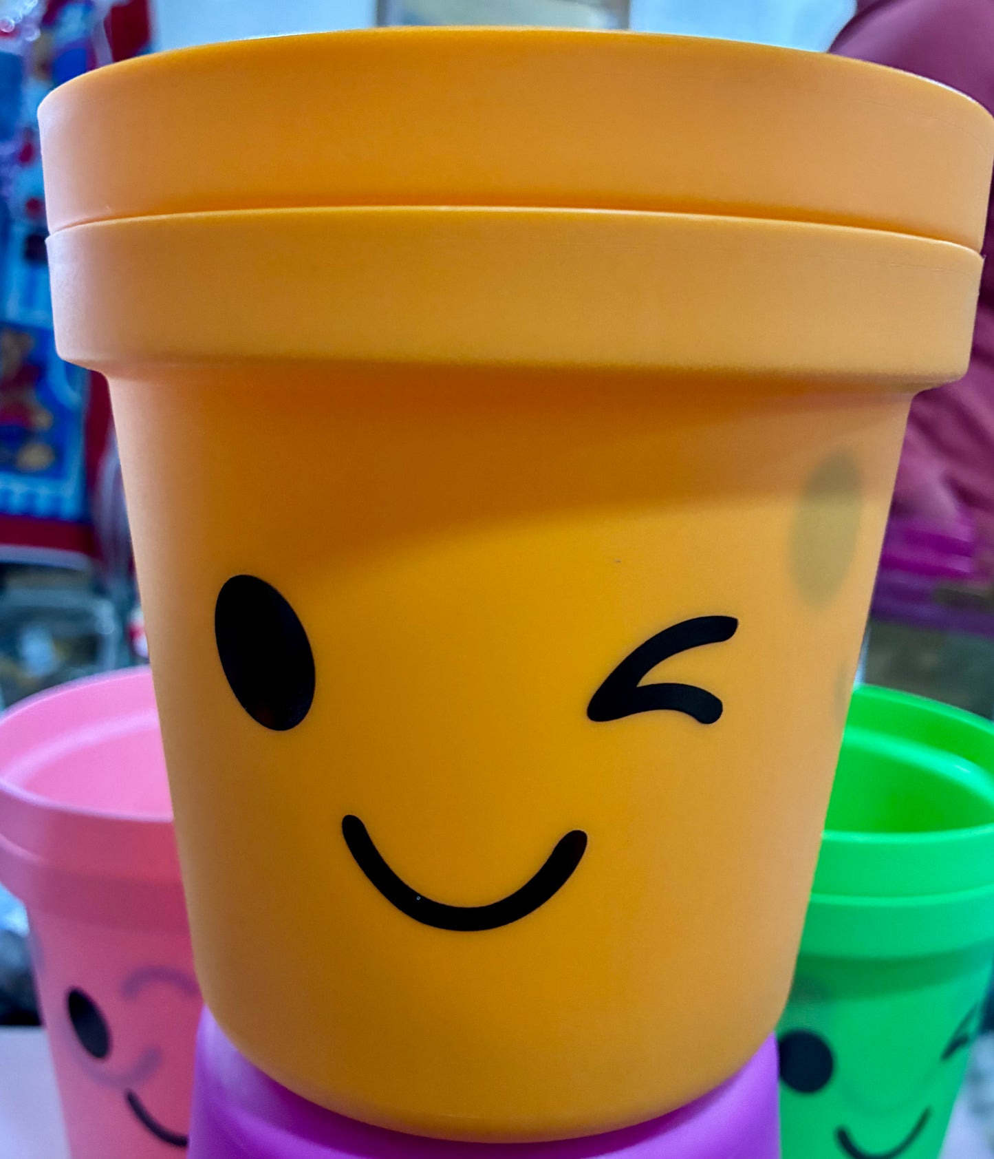 COLORFUL WINKING PLANTER POTS - SET OF 2