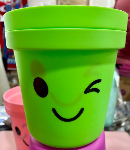 COLORFUL WINKING PLANTER POTS - SET OF 2