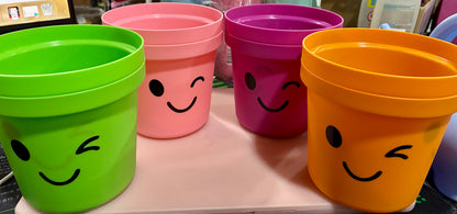 COLORFUL WINKING PLANTER POTS - SET OF 2