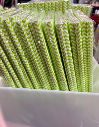 GREEN CHEVRON PAPER STRAWS