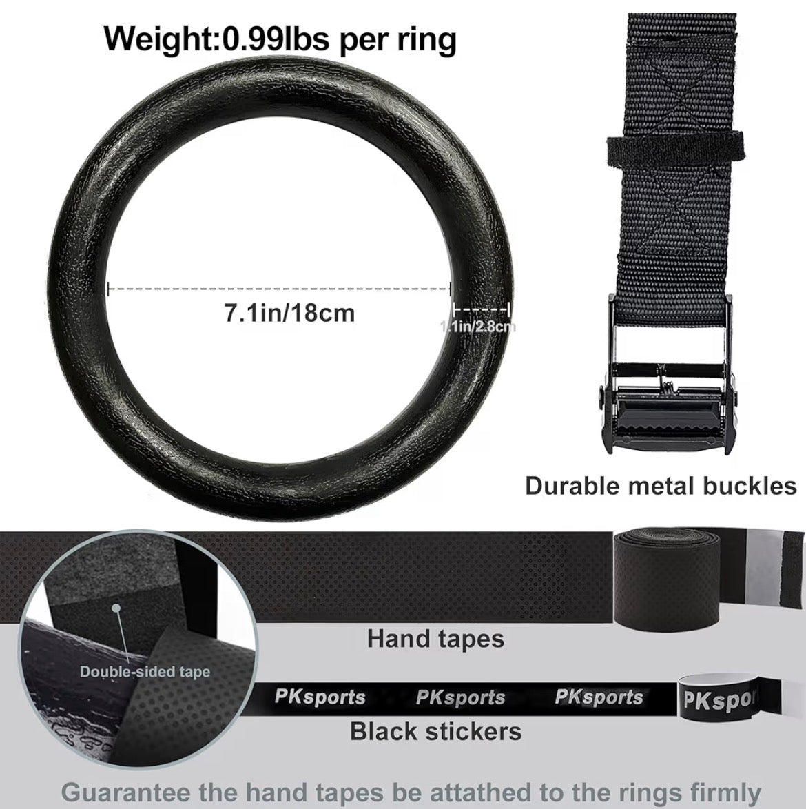 Gymnastic Rings 1100'slbs cap.